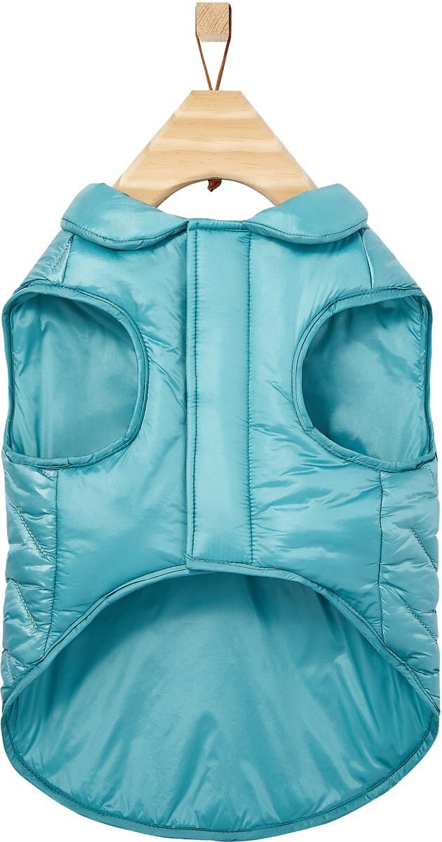 Frisco Lightweight Packable Insulated Dog and Cat Quilted Puffer Coat， Ocean Teal