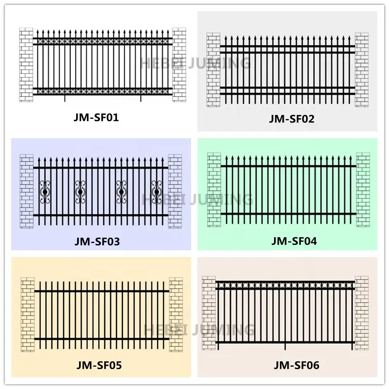 Factory Supply Easy Assembled  Cheap Metal galvanized black power coated steel fence Wrought Iron Fence Panel