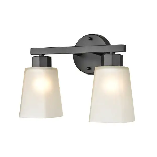 Millennium Lighting Coley 2 or 3 Light Vanity Fixture in Brushed Nickel or Matte Black with Frosted Glass Shades