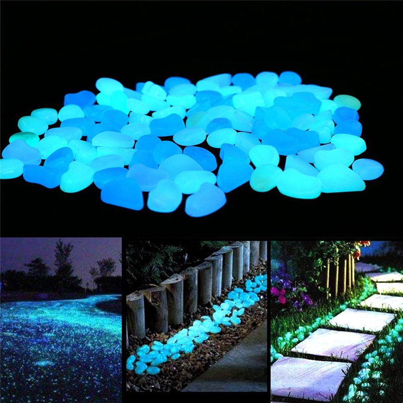 100pcs/Bag Luminous Pebbles Glow in the Dark Stones Rocks for Home Fish Tank Garden Outdoor Walkway Decor