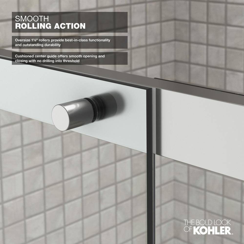 KOHLER Elate 59.625 in. W x 56.75 in. H Sliding Frameless Tub Door in Anodized Matte Nickel with Crystal Clear Glass 707609-6L-MX