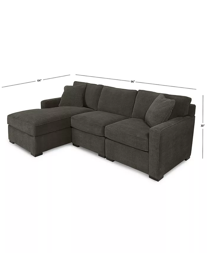 Furniture Radley 3-Piece Fabric Chaise Sectional Sofa