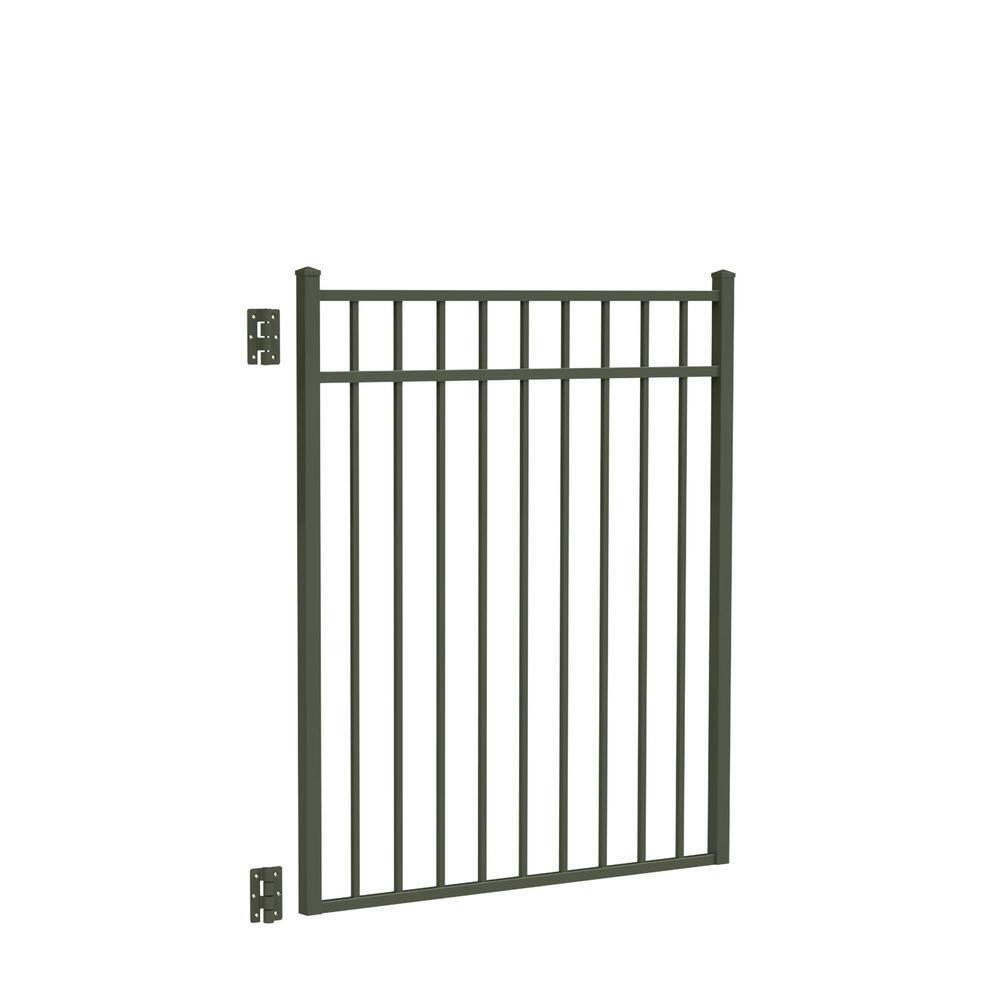 Barrette Outdoor Living Natural Reflections Standard-Duty 4 ft. W x 4.5 ft. H Pewter Aluminum Straight Pre-Assembled Fence Gate 73009690