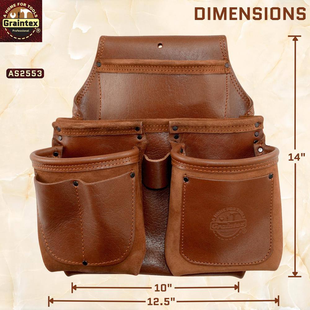 8-Pocket Framers Professional Tool Pouch with Ambassador Series Top Grain Leather AS2553