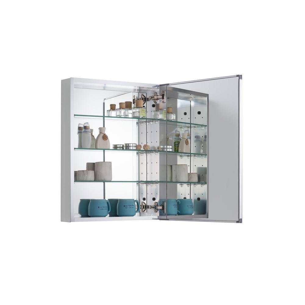 Pegasus 20 in. x 26 in. Recessed or Surface-Mount Bathroom Medicine Cabinet with Beveled Mirror in Silver SP4581