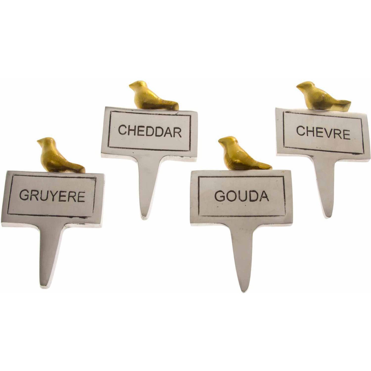 Urban Farm 4-Piece Cheese Marker Set with Bird Icon