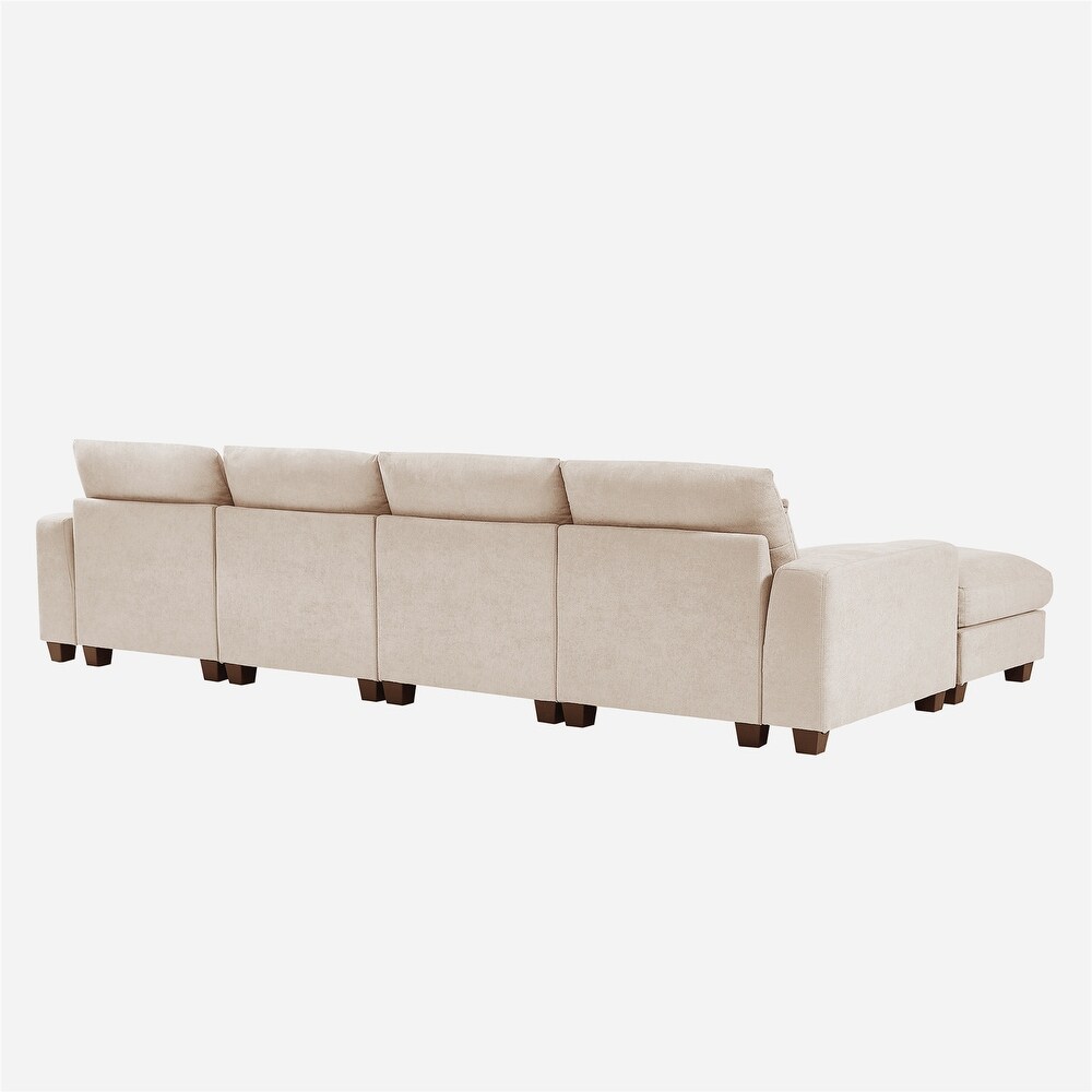 Modern Large L Shape Feather Filled Convertible Sectional Sofa