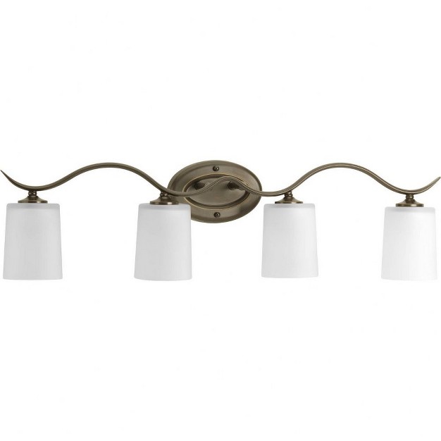 Progress Lighting Inspire Collection 4 light Wall Light Antique Bronze Etched Glass Shades