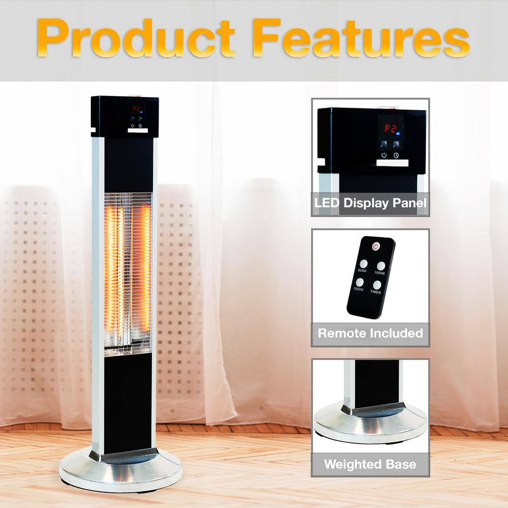 EdenBranch 1500-Watt Freestanding Carbon Fiber Patio Heater with Remote 141016