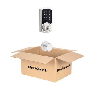 Kwikset Z-Wave SmartCode Touchscreen Satin Nickel Single Cylinder Keypad Electronic Deadbolt featuring Juno HallCloset Knob 91615 J15