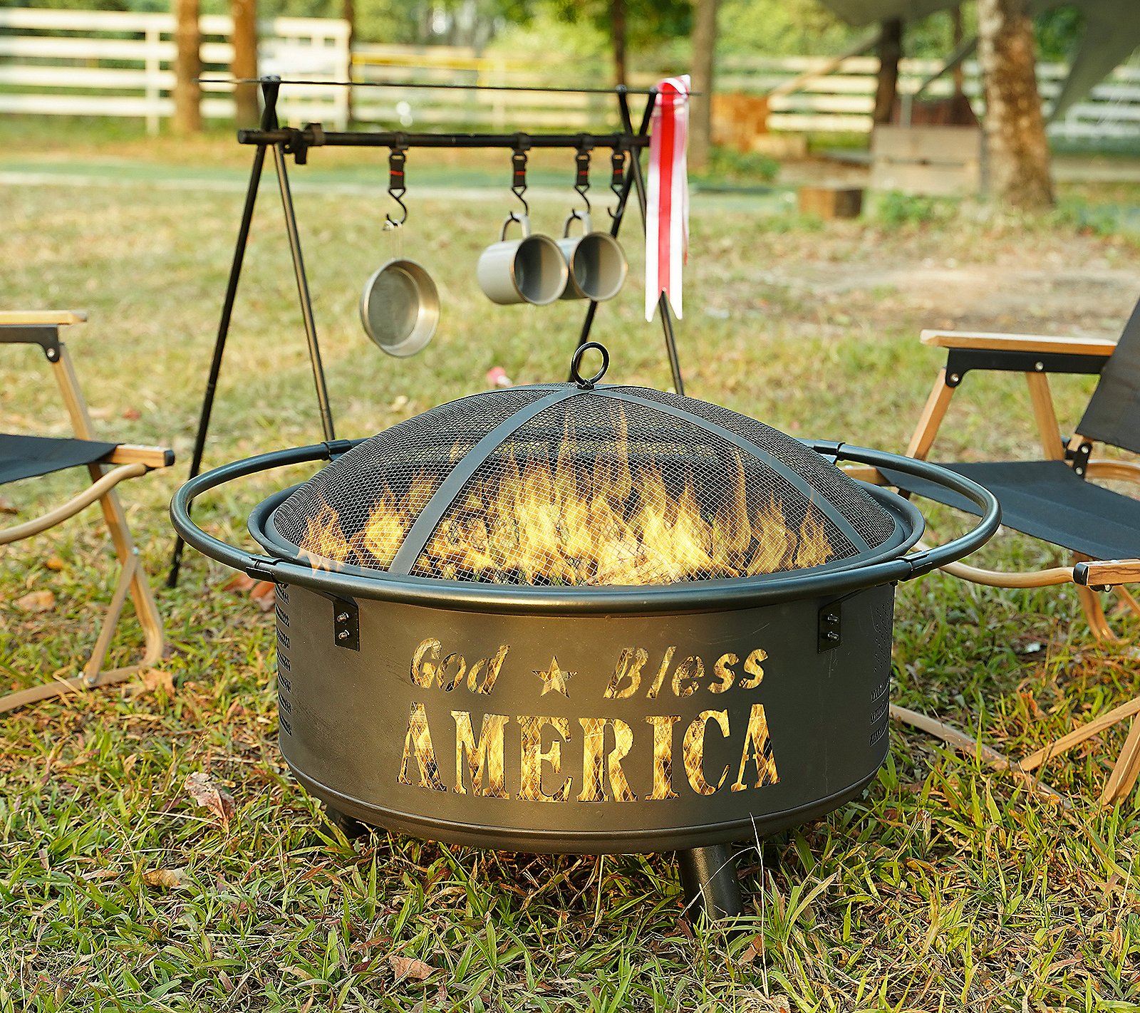 Backyard Expressions GOD Bless America Fire Pit