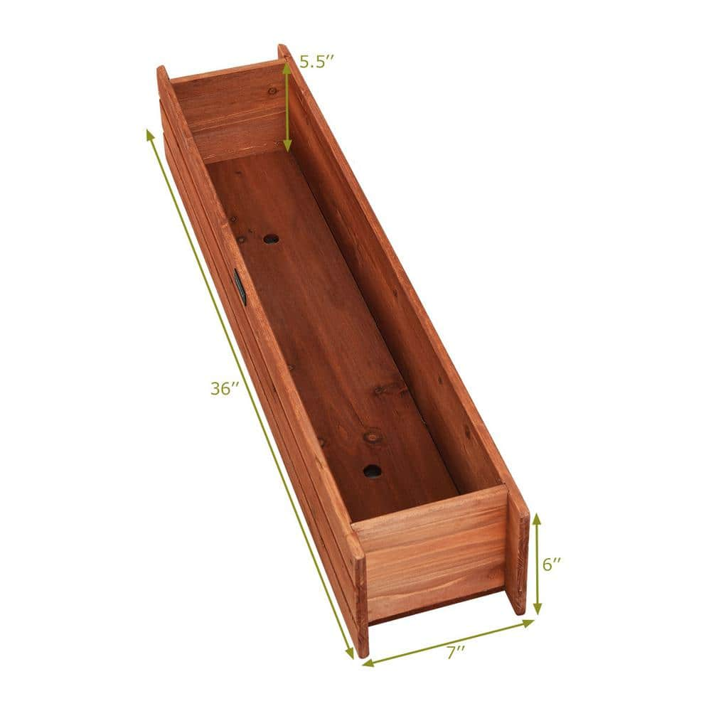 Costway 36 in. Rectangular Wooden Flower Planter Box Garden Yard Decorative Window Box J9D34-A30