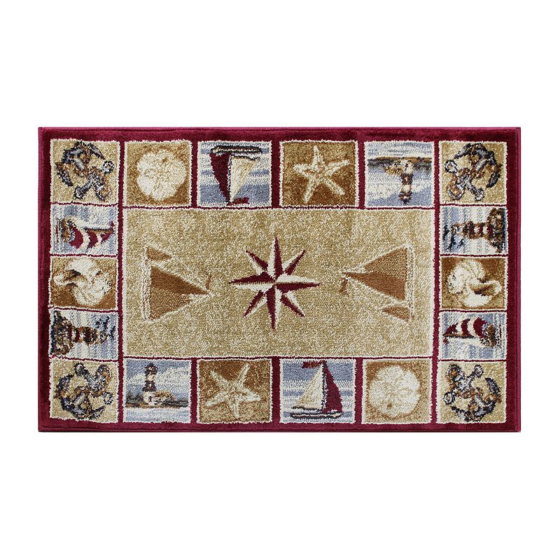 Masada Rugs Masada Rugs 2'x3' Area Rug Mat with Nautical Scene