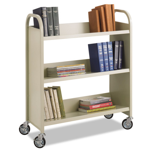 Safco Steel Single-Sided Book Cart， Metal， 3 Shelves， 300 lb Capacity， 36