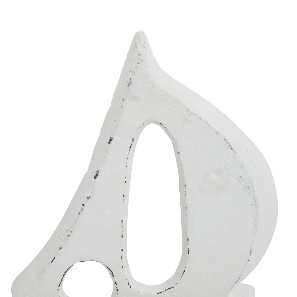 White or Blue Wood Sail Boat Sculpture with Wood Base (Set of 3)   S/3 11\