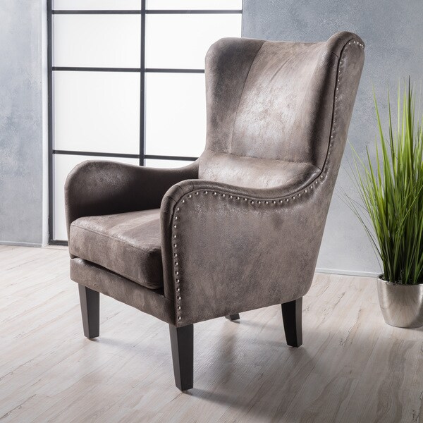 Lorenzo Microfiber Wingback Club Chair by Christopher Knight Home