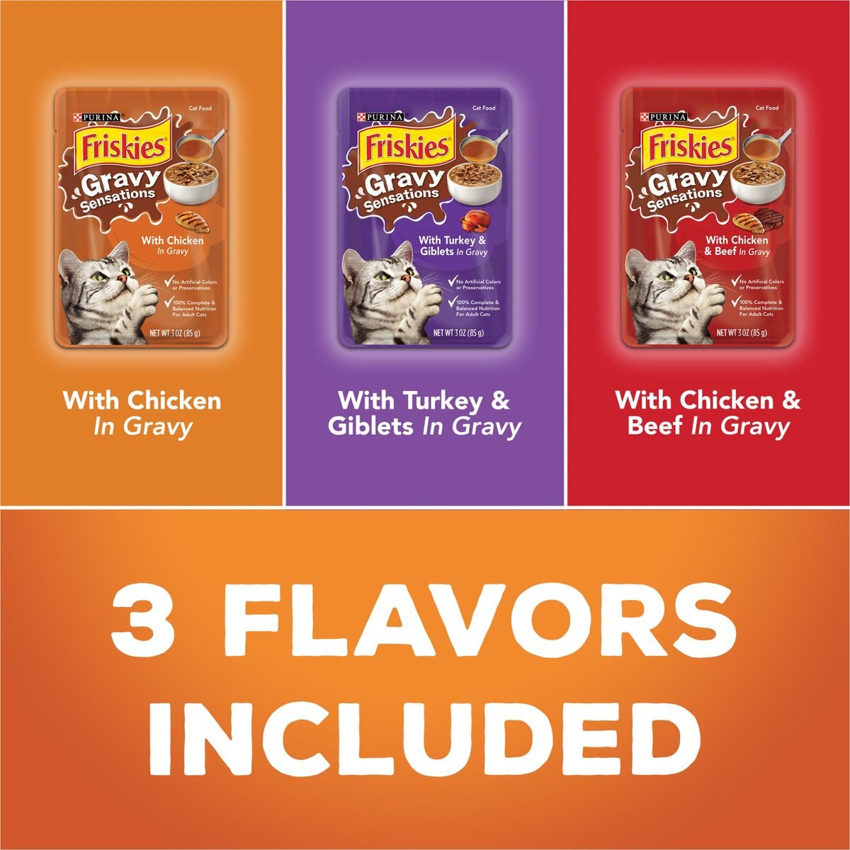 Friskies Gravy Sensations Poultry Favorites Cat Food Pouches