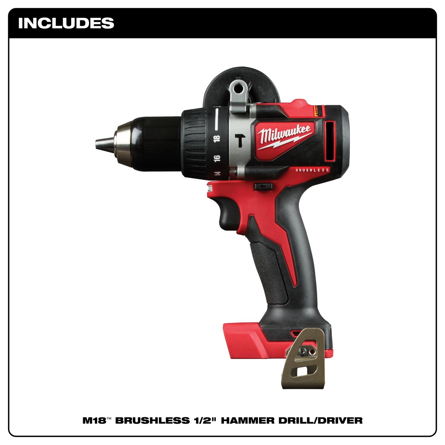 MW M18 18 V 1/2 in. Brushless Cordless Hammer Drill Tool Only