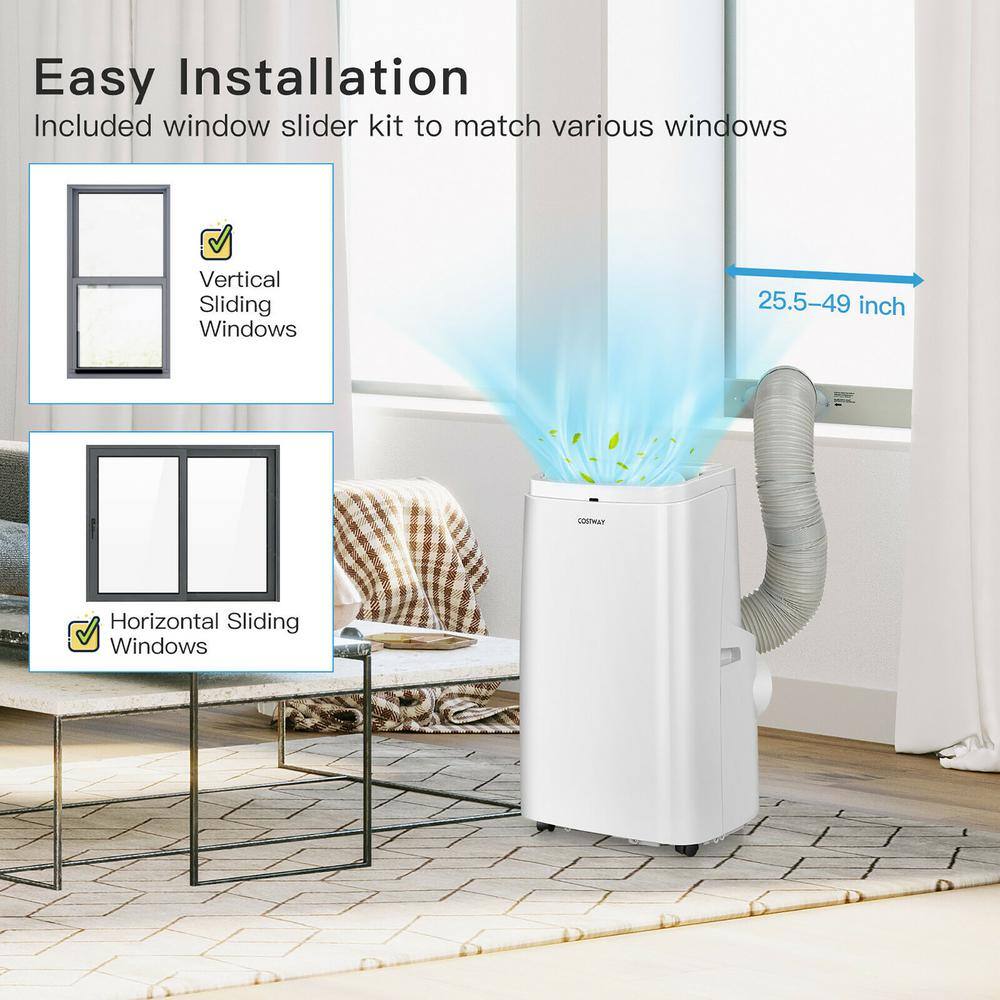 Costway 9000 BTU Portable Air Conditioner 3-in-1 Air Cooler Fan Dehumidifier with Remote in White ES10114US-WH