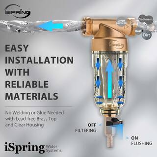 ISPRING Reusable Spin Down Sediment Water Filter with Siliphos 1000-Micron 20 GPM 1 in. MNPT + 34 in. FNPT WSP-1000SL