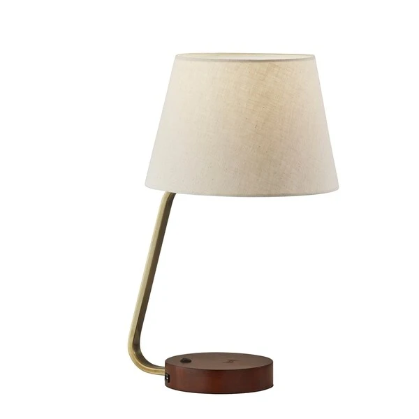 AdessoCharge Brass or Brushed Steel Louie Table Lamp