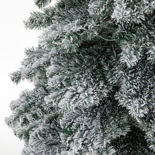 Glitzhome 7.5ft/9ft/12ft PreLit Flocked Layered Spruce Artificial Christmas Trees