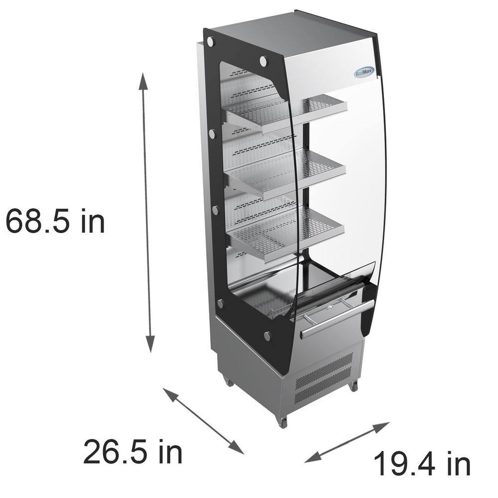 Koolmore 7.7 cu. ft. Commercial Refrigerator Open Air Display Merchandiser with Night Curtain in Stainless Steel KF26-7B