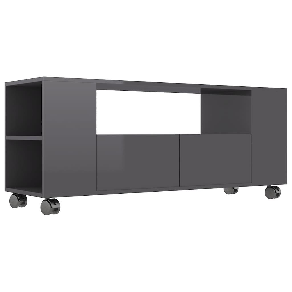 Tv Cabinet High Gloss Grey 120x35x48 Cm Engineered Wood