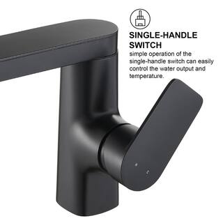 Heemli Rotatable Single Handle Single Hole Bathroom Faucet in Matte Black KBS0101B