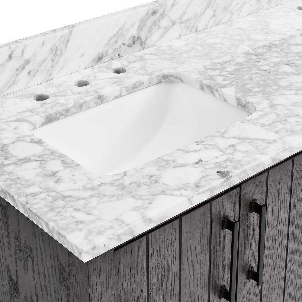 Home Decorators Collection Stanbury 60 in. W x 22 in. D Double Vanity in Cashmere with Carrara Marble Vanity Top with White Sink 1459VA60-247900