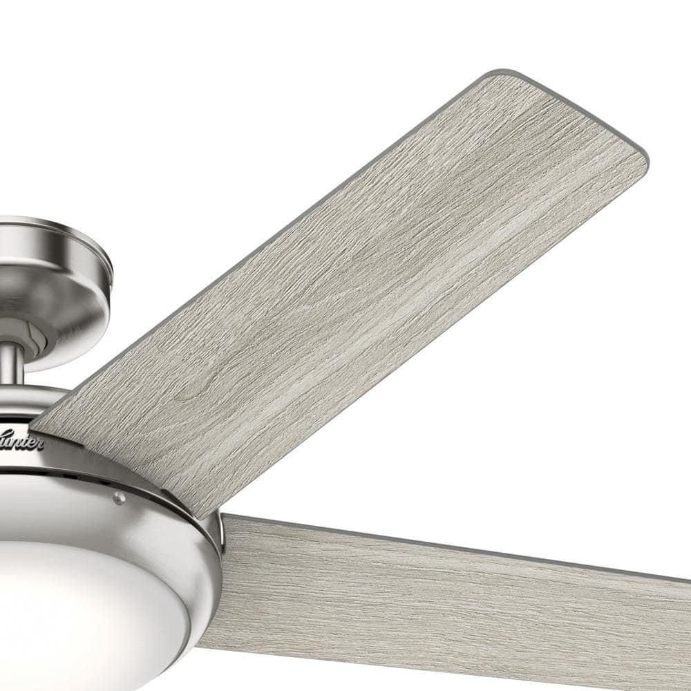 Hunter Barton 52 in LED Indoor Brushed Nickel Ceiling Fan with Light and Remote Control