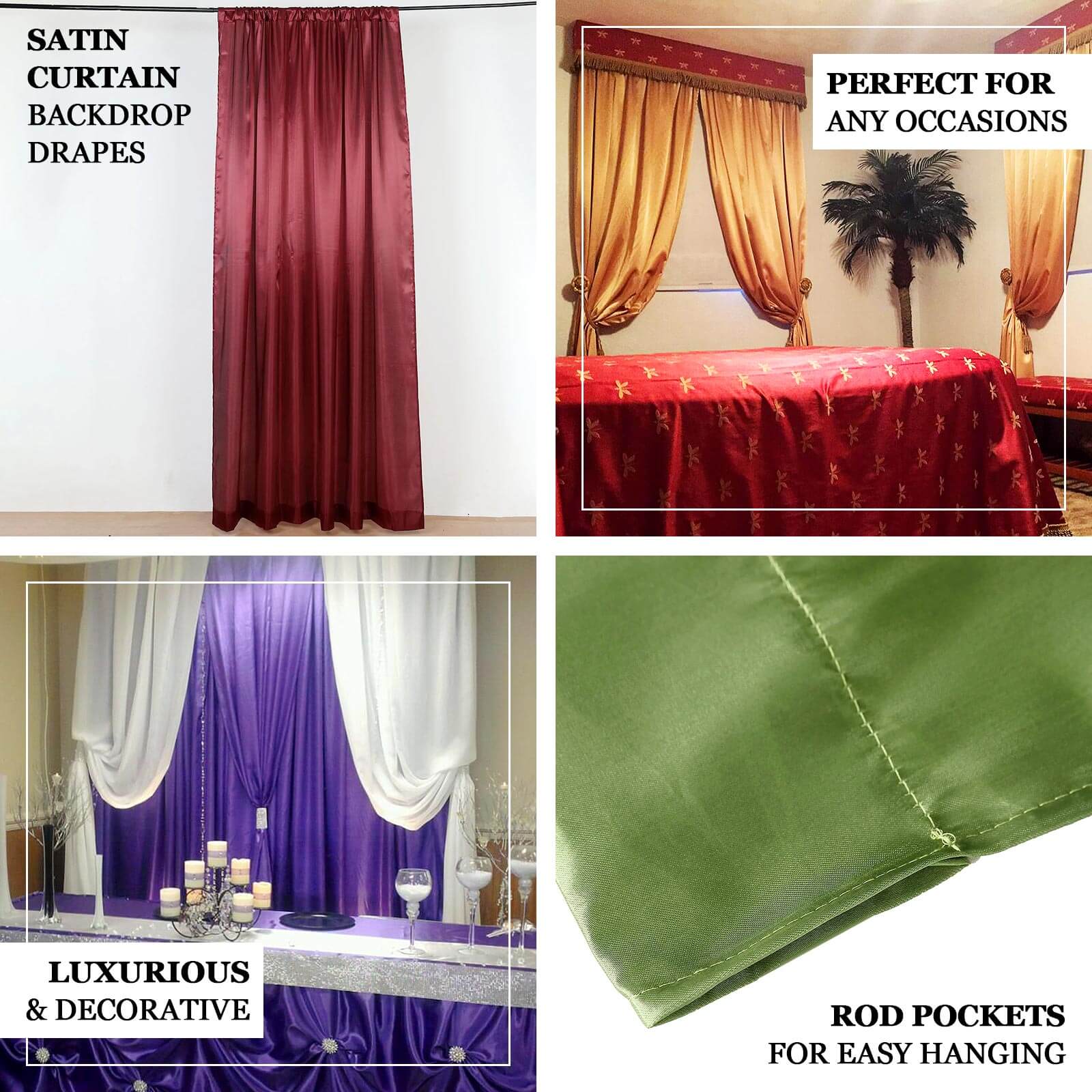 Navy Blue Satin Backdrop Drape Curtain, Photo Booth Event Divider Panel - 8ftx10ft