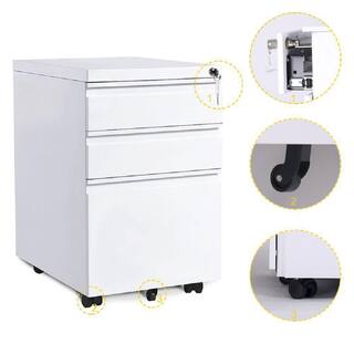 3-Drawer White Mobile File Cabinet AM914C-95