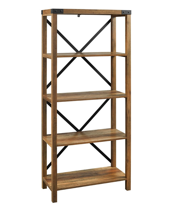 Walker Edison Farmhouse Metal X Bookcase