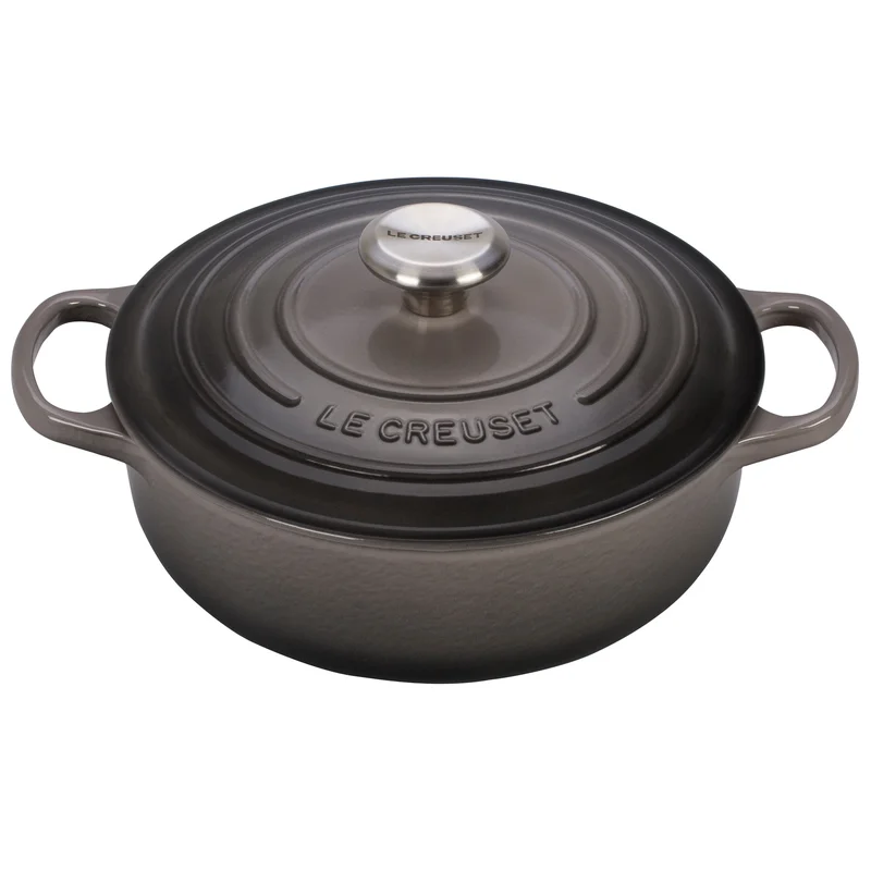 Le Creuset LS2598-247FSS Enameled Cast Iron Signature Sauteuse Oven， 3.5 qt.， Oyster