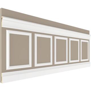 Ekena Millwork 94 12 in. Adjustable 32 in. to 36 in. Ashford Square Panel Traditional Wainscot Paneling Kit WPKUSQ011P032