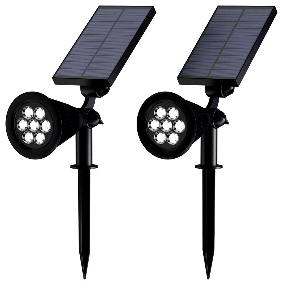 Pure Garden Outdoor LED Solar Lights 2 Pack 7 Bulb Spotlights  Cool White   Transitional   Outdoor Flood And Spot Lights   by Trademark Global  Houzz