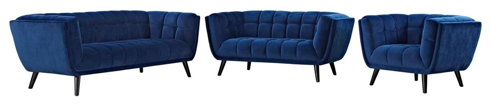 Modern Armchair and Lovesea and Sofa Set  Velvet Fabric   Midcentury   Living Room Furniture Sets   by House Bound  Houzz