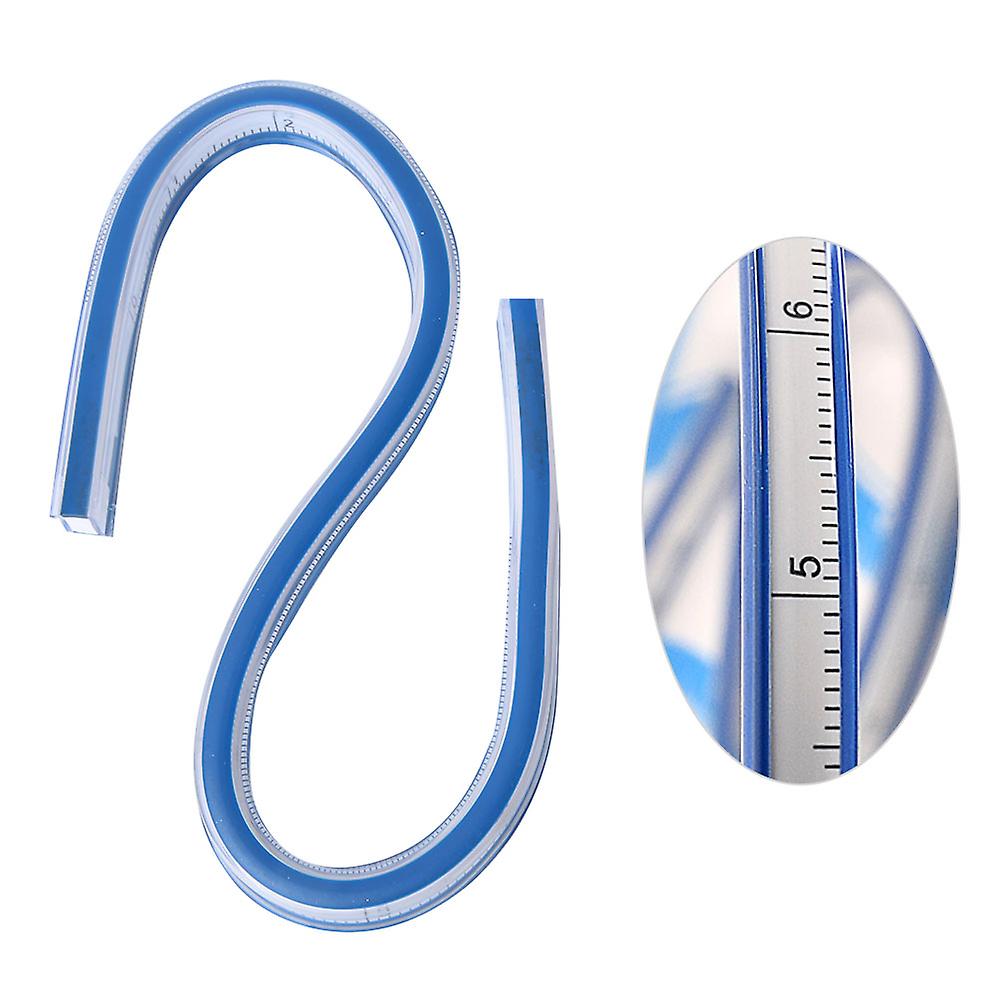 Plastic Flexible Curve Ruler Drawing Tape Measure Tool With 10pcs Tailoring Chalk(30cm)