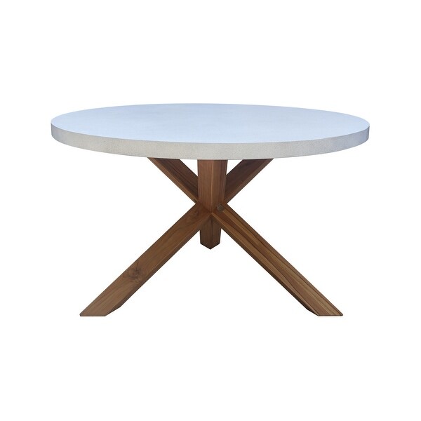 Outdoor Teak Patio Dining Table with Polystone Top