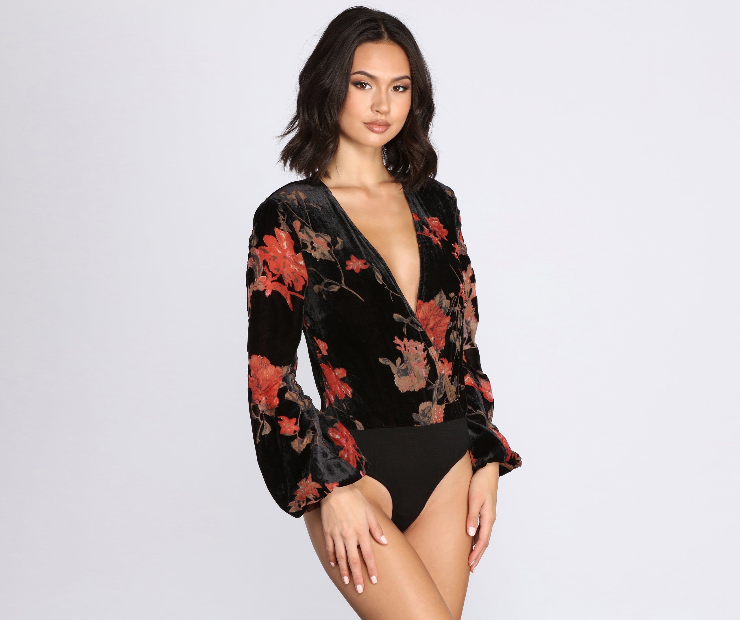 Beloved Velvet Floral Burnout Bodysuit