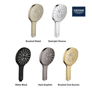 GROHE Rainshower Smartactive 3-Spray Patterns with 1.75 GPM 5 in. Wall Mount Handheld Shower Head in Matte Black 265452430