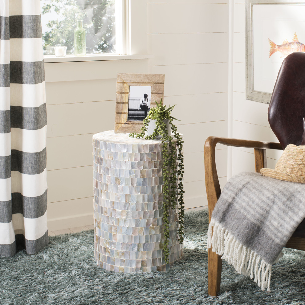 Ariel Sq Mosaic Round Stool   Beach Style   Side Tables And End Tables   by HedgeApple  Houzz