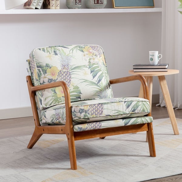 Accent Chair Modern Wood Upholstered Arm Chair