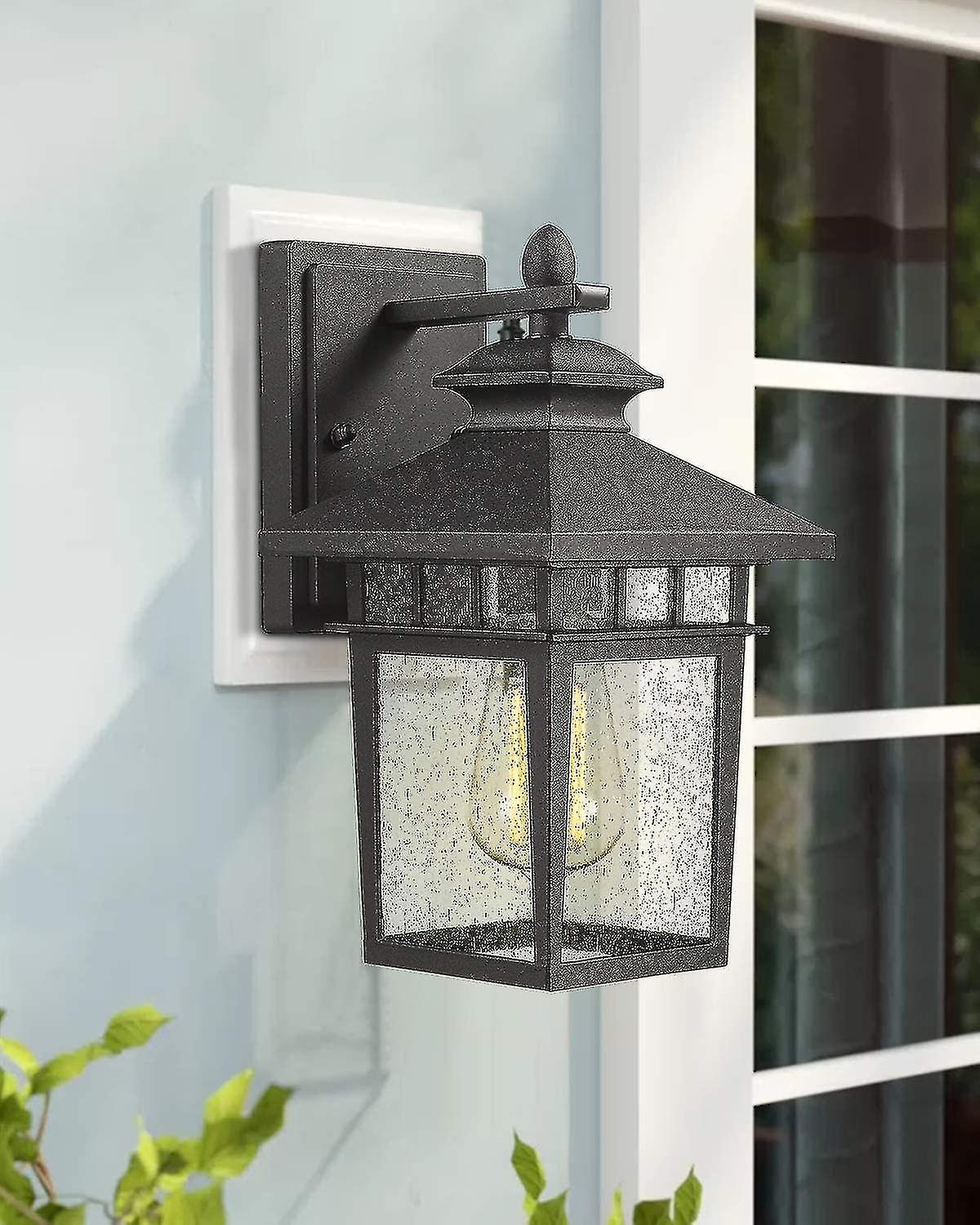 Outdoor Wall Mount Lights | Exterior Porch Light Fixture， Sanded Black Cast-aluminum With Bubble Glass Panel