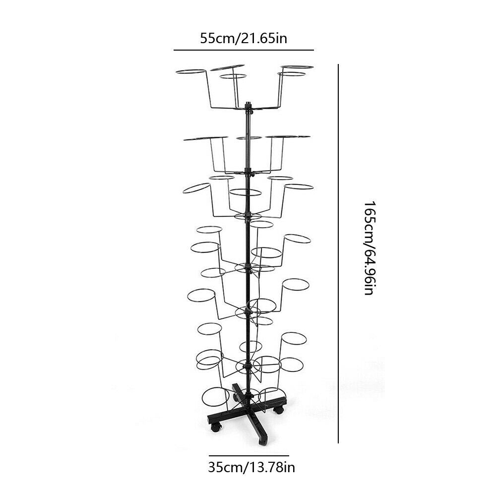 Miumaeov 7 Tier Rotating Hat Rack Stand w/ 35 Hook Modern Metal Freestanding Retail Stand