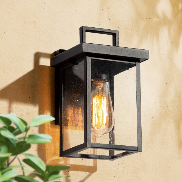 Square Metal glass Outdoor Wall Lamp Black Lnc