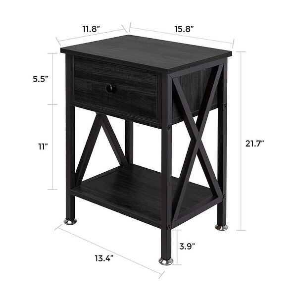 Nightstand with Drawer and Open Storage Shelves