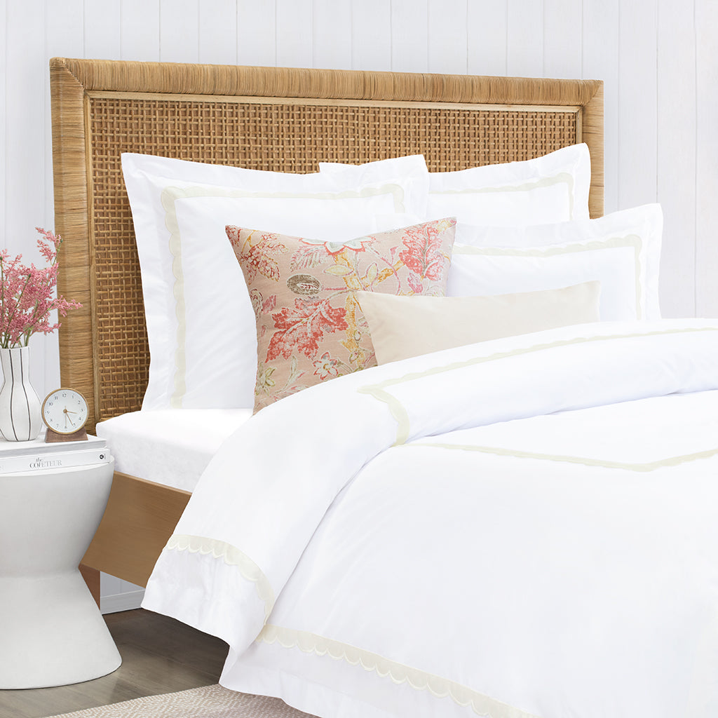 Camellia Ivory Scalloped Percale Sham