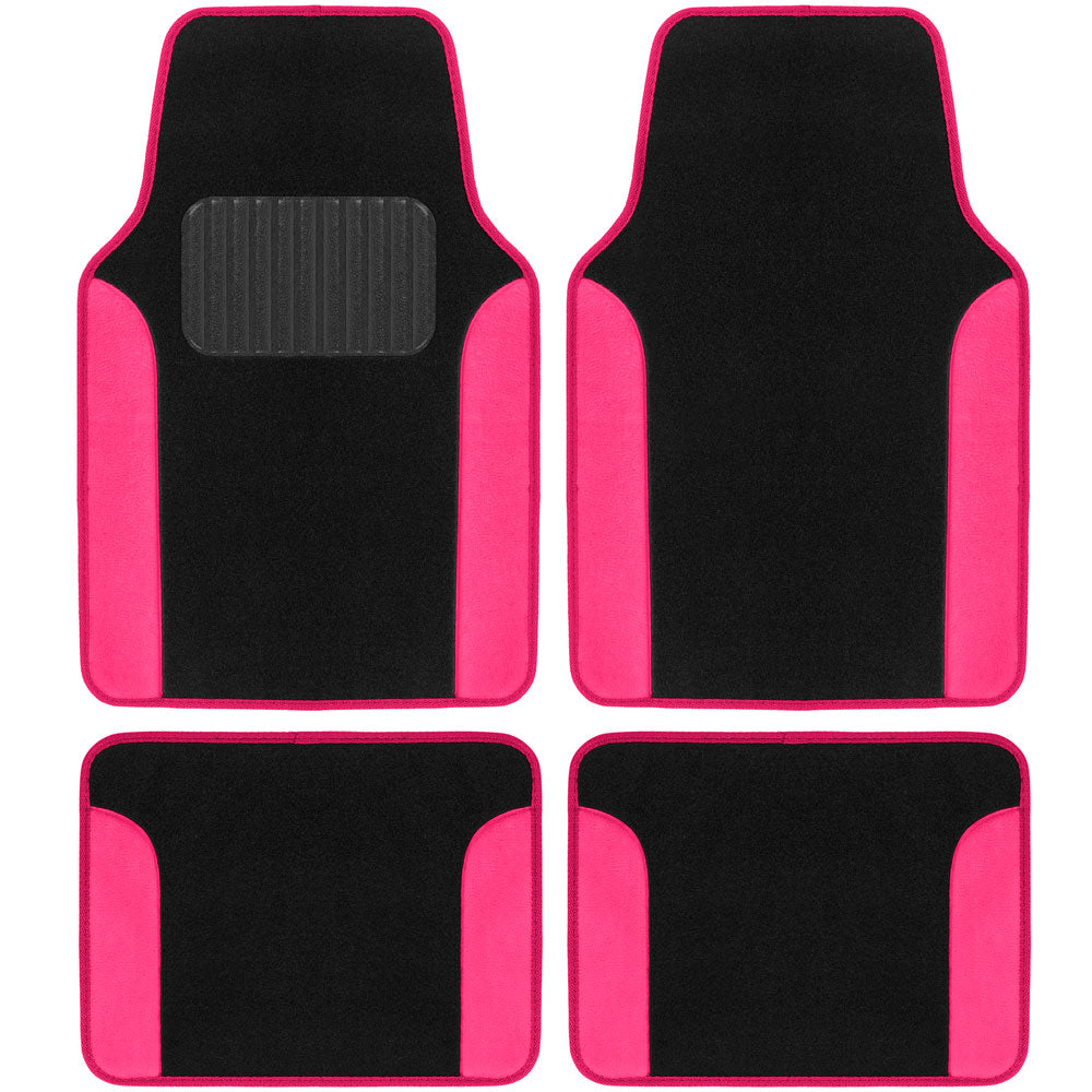 Universal Fit Faux Wool Design Car Seat Covers and Floor Mats and Steering Wheel Cover Combo for Coupe Sedans SUVs Trucks， Front and Rear with Heelpad and Anti-Slip Nibs